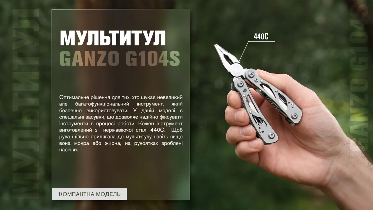 Мультитул Ganzo сталь 72х35х15 мм сірий сріблястий