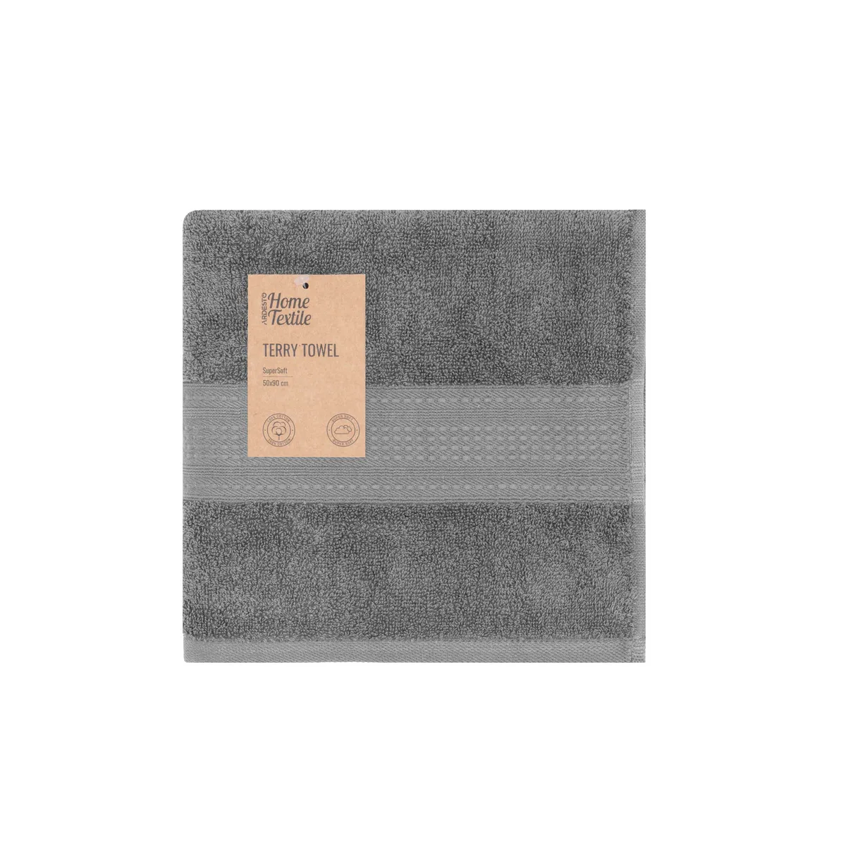 Рушник махровий ARDESTO SuperSoft 50х90см сірий 100% бавовна для ванни і сауни м'який