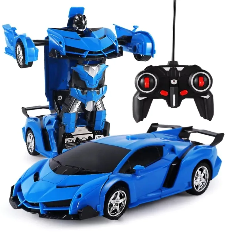 Робот Трансформер машинка радіокерована 1:18 зі звуком і світлом 28х13х8 см синя метал-пластик