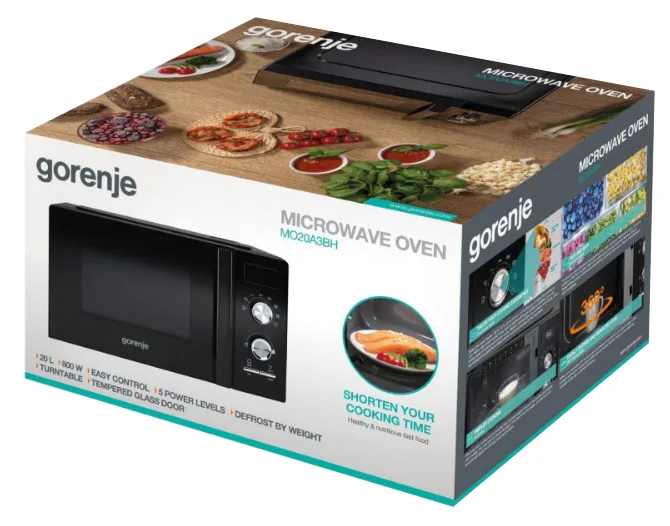 Мікрохвильова піч Gorenje соло 20 л чорна 800 Вт механічне керування