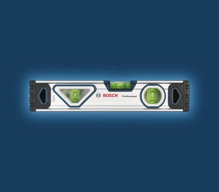 Рівень Bosch Professional 25 см, 3 бульбашки, алюмінієвий корпус.