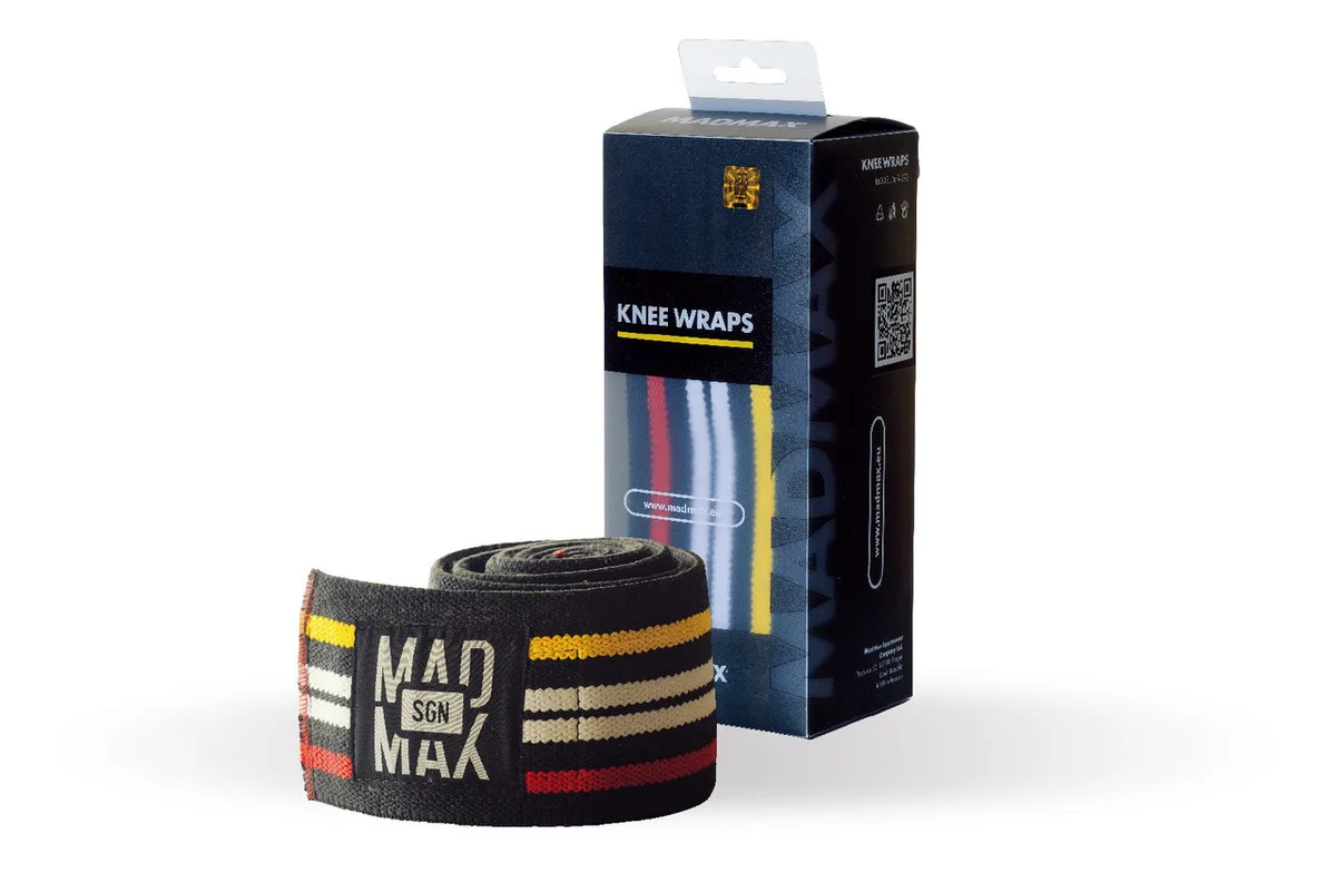 Бінти на коліна MadMax еластичні 1,8 м чорні