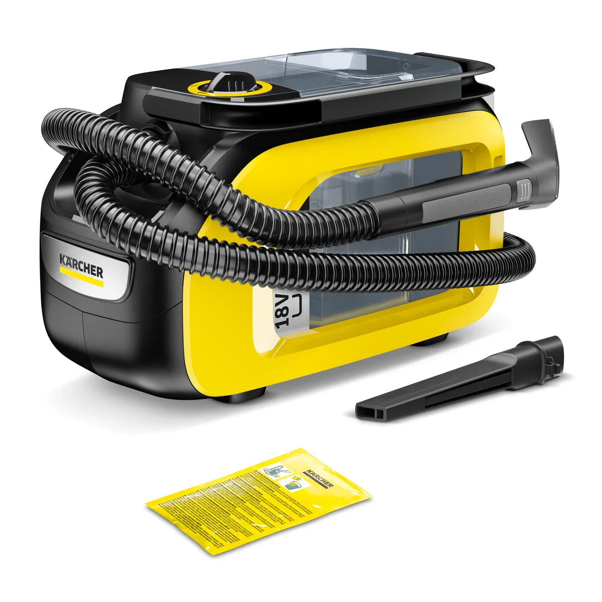 Акумуляторний миючий пилосос Karcher SE 3-18 18В з контейнером для води об'ємом 1.7 л, вага 3.65 кг.