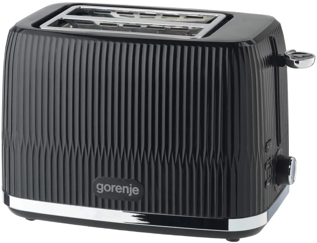 Тостер Gorenje, 850 Вт, пластиковий/металевий, чорного кольору.