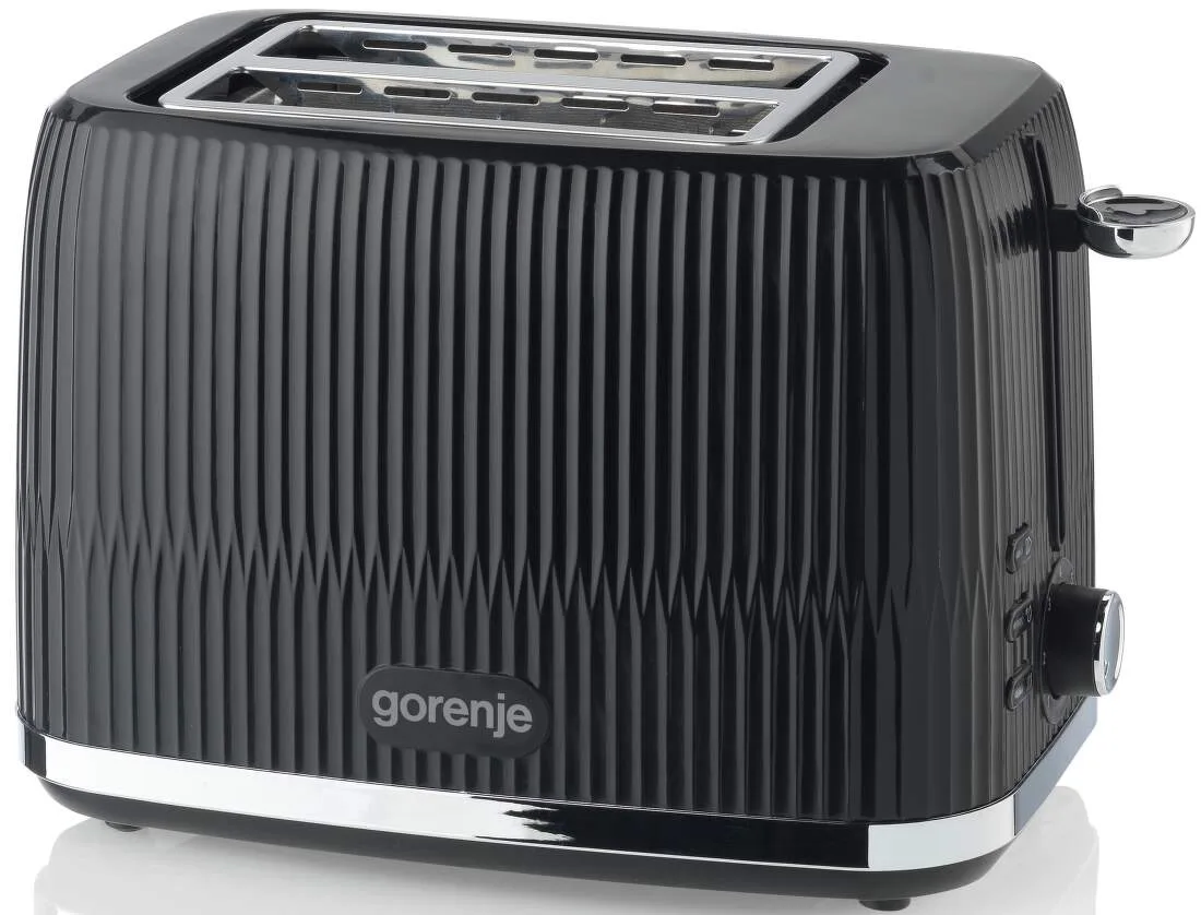 Тостер Gorenje, 850 Вт, пластиковий/металевий, чорного кольору.