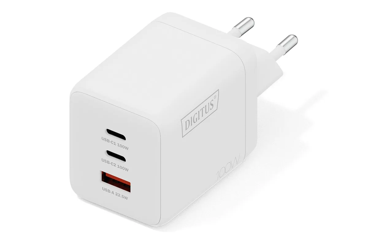 Зарядний пристрій DIGITUS GaN 2хUSB-C, 1хUSB-A, 100W