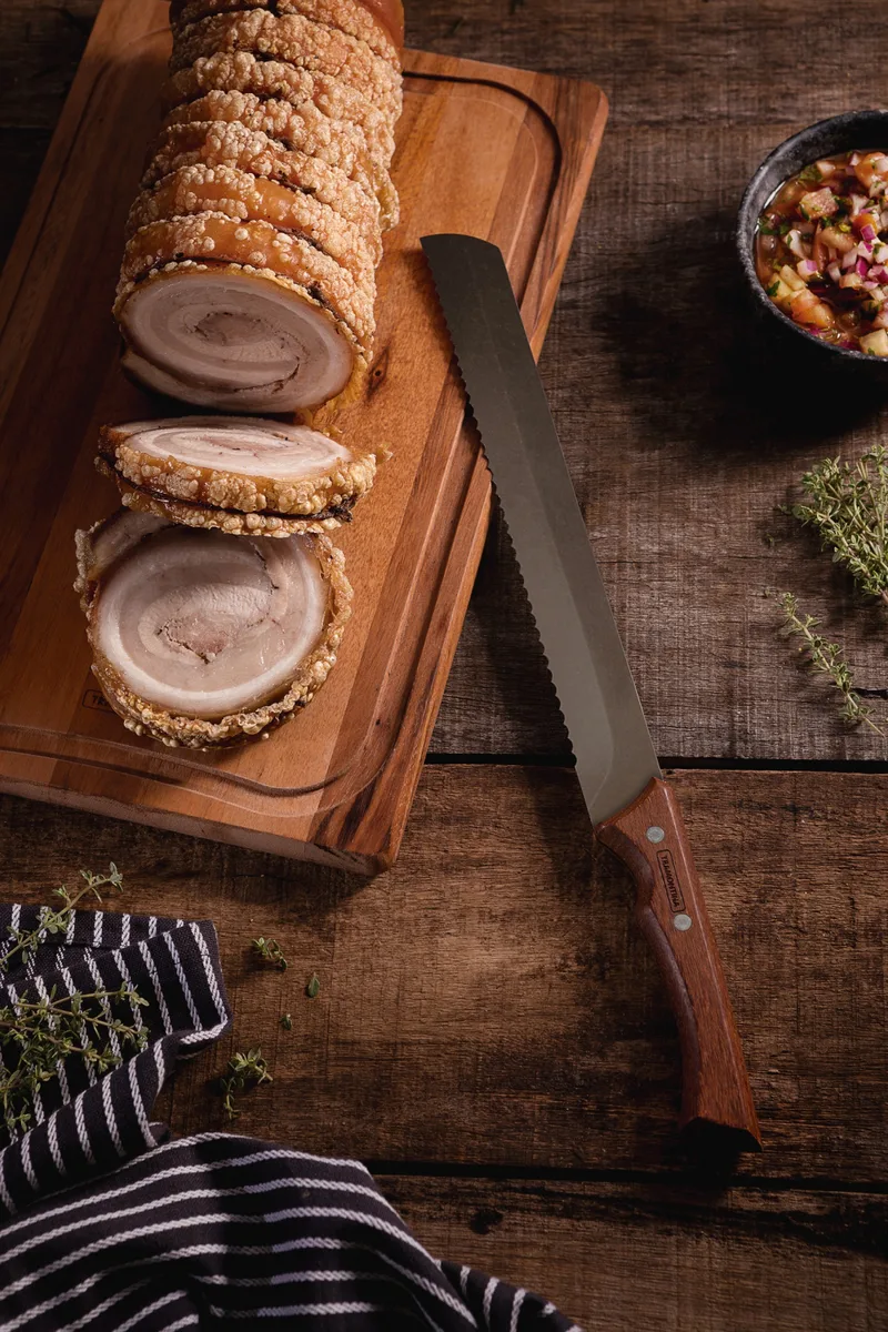 Нож для нарезки Tramontina нержавеющая сталь 253 мм черная деревянная ручка