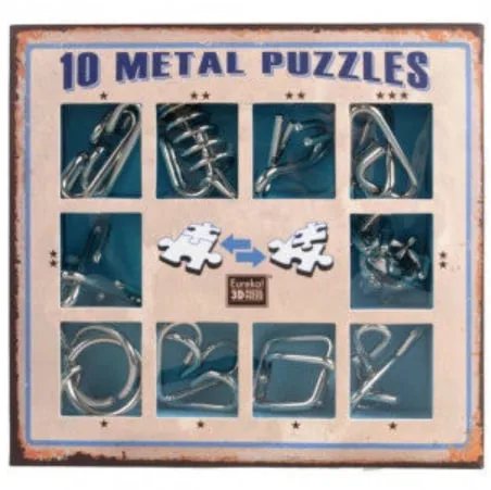 Набір головоломок 10 металевих 3D Puzzle 10 штук синій