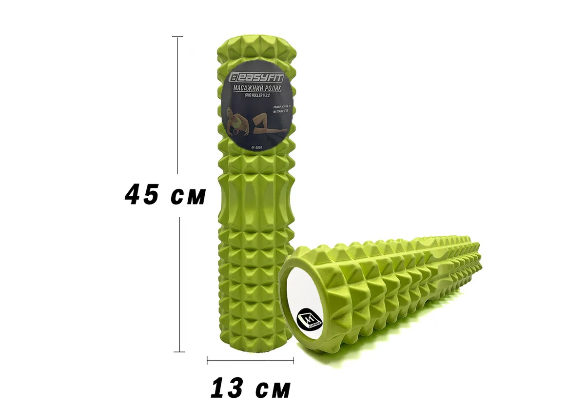 Масажний ролик EasyFit EVA-піна 45 см Салатовий