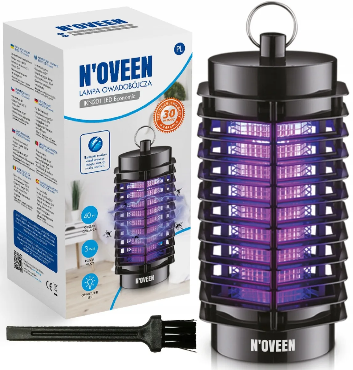 Инсектицидная лампа Noveen LED ABS 107х97х210 мм Черная 3 Вт