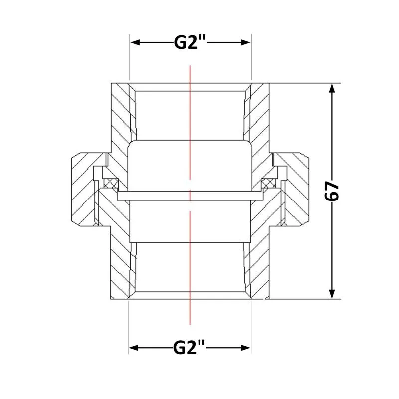 Згін Американка чавунний 2"x2" ВР КЧ310 PN16 сірий