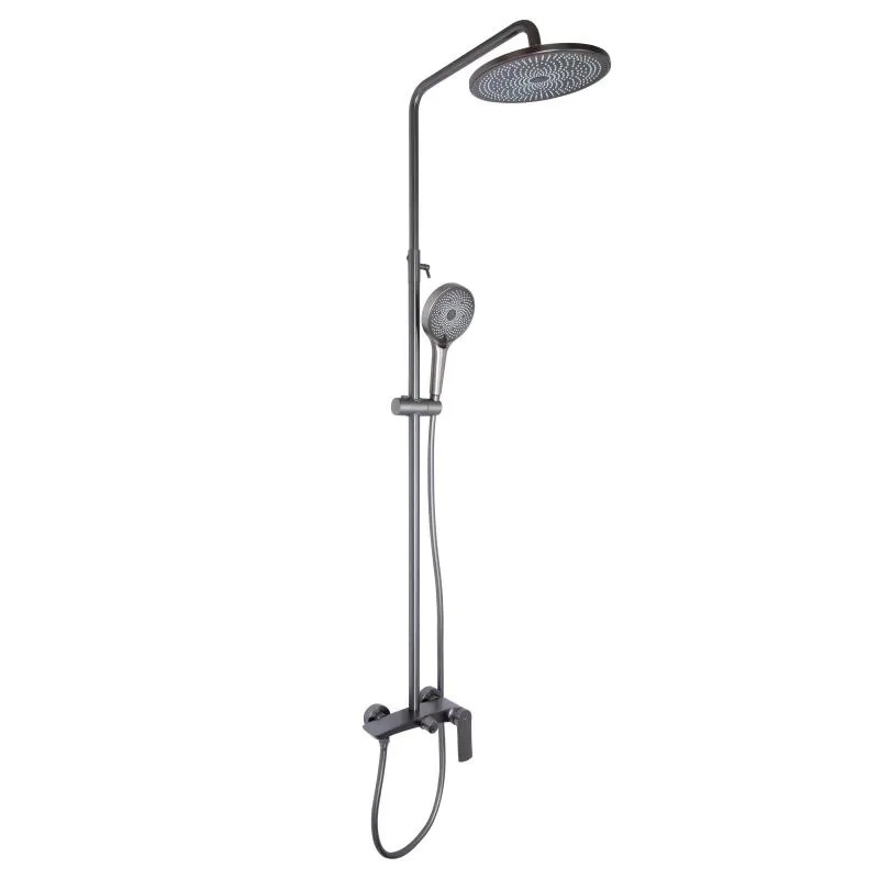 Душова система Qtap Slavonice Gunmetal Black PVD латунь 247х498х1013-1663 мм