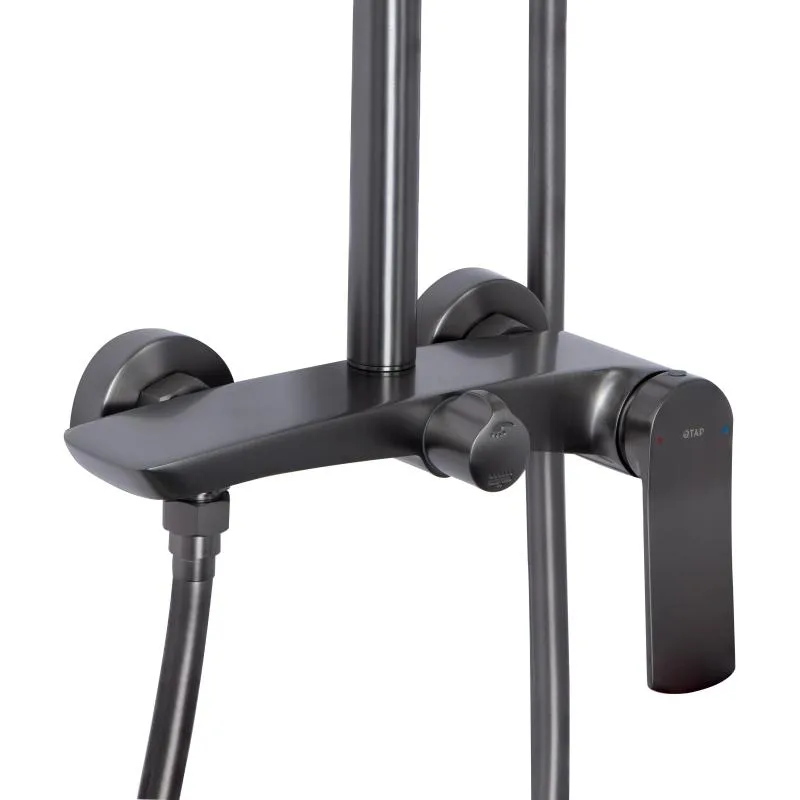 Душова система Qtap Slavonice Gunmetal Black PVD латунь 247х498х1013-1663 мм