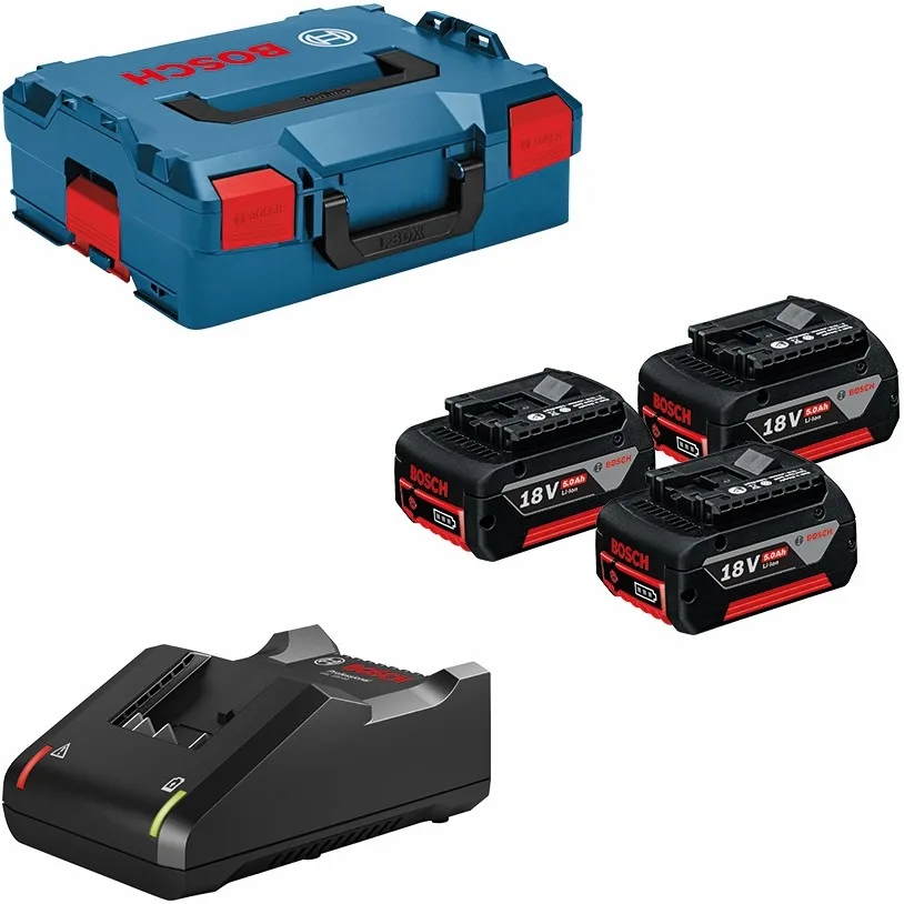 Набір батарей та зарядного пристрою Bosch Professional GBA 3х18В 5А·год ЗП GAL 18V-40 + L-Boxx 136
