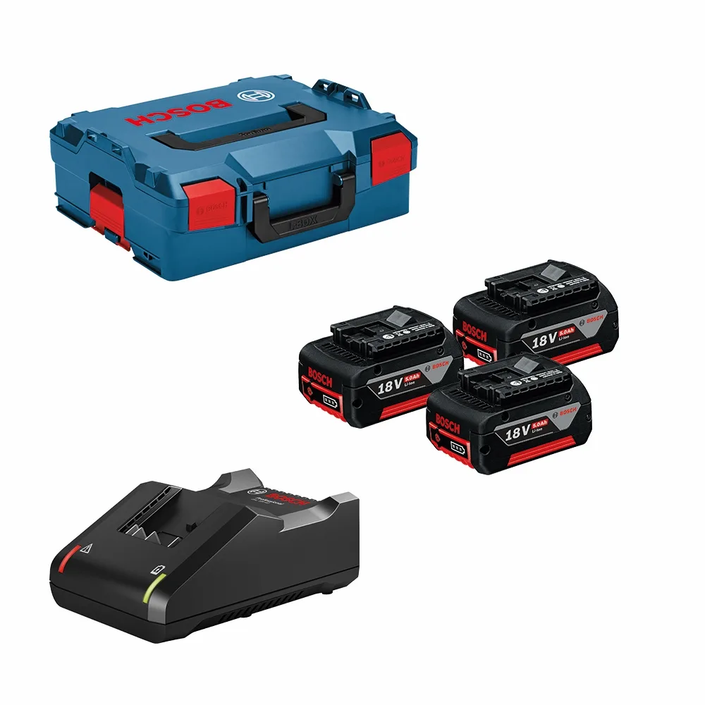 Набір батарей та зарядного пристрою Bosch Professional GBA 3х18В 5А·год ЗП GAL 18V-40 + L-Boxx 136