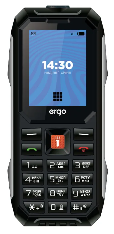 Мобільний телефон ERGO Моноблок 1,77 дюйма Пластик Чорний Dual Sim