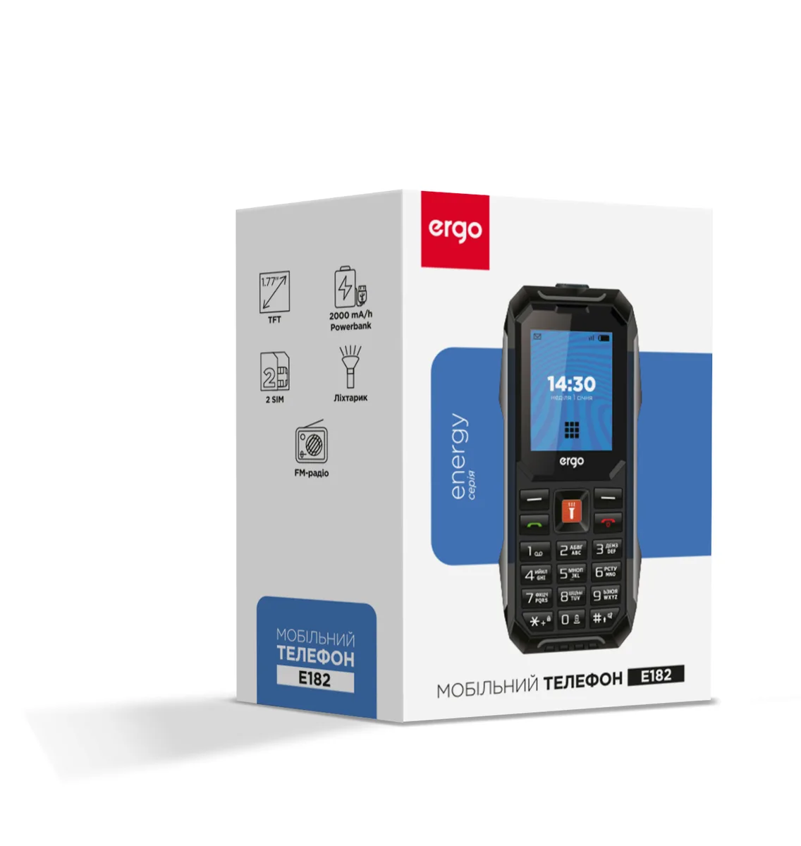 Мобільний телефон ERGO Моноблок 1,77 дюйма Пластик Чорний Dual Sim