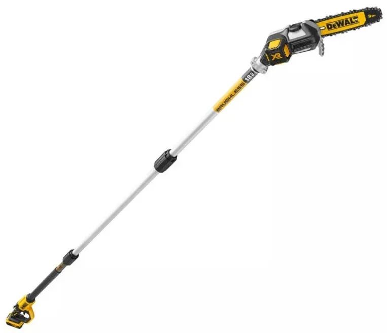 Акумуляторний висоторіз DeWalt 18В з ланцюгом, шиною 20 см та регульованою штангою 180-280 см, вага 4.0 кг (без батареї та зарядно