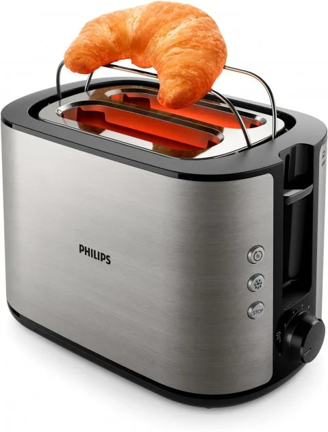 Тостер Philips WiWa Series, 950 Вт, металевий/пластиковий корпус, чорний колір.