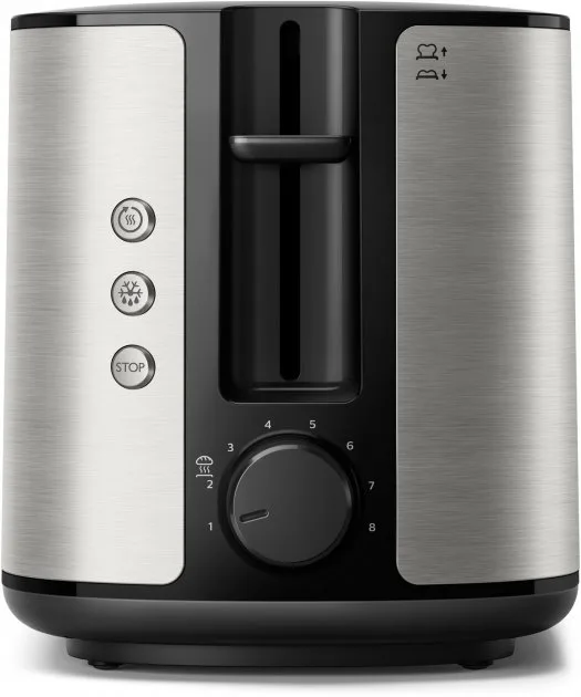 Тостер Philips WiWa Series, 950 Вт, металевий/пластиковий корпус, чорний колір.