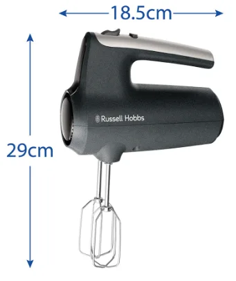 Ручний міксер Russell Hobbs 185 Вт 5 швидкостей пластик 18,5х29 см сірий