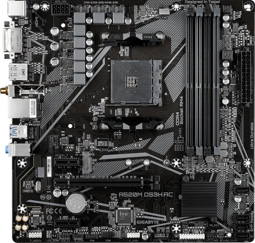 Материнська плата GIGABYTE A520M Wi-Fi mATX 4xDDR4 HDMI DP 128 ГБ