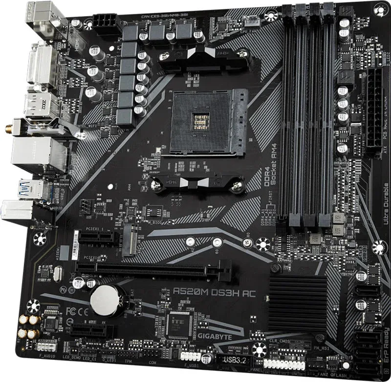 Материнська плата GIGABYTE A520M Wi-Fi mATX 4xDDR4 HDMI DP 128 ГБ
