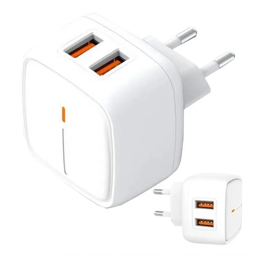 Мережевий зарядний пристрій XO 2USB 2.4A білий
