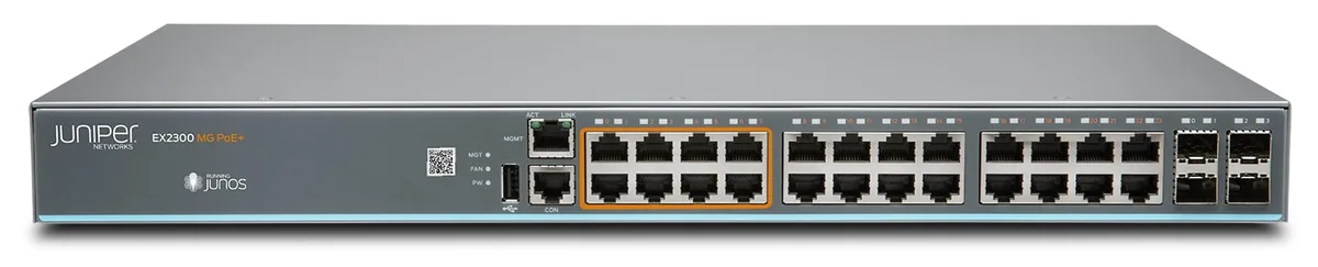 Коммутатор Juniper EX2300 Class Multi-Gig 16 x 1G, 8 x 1G/2.5G медных портов PoE+, 4 x 1/10G SFP/SFP+, 380W.