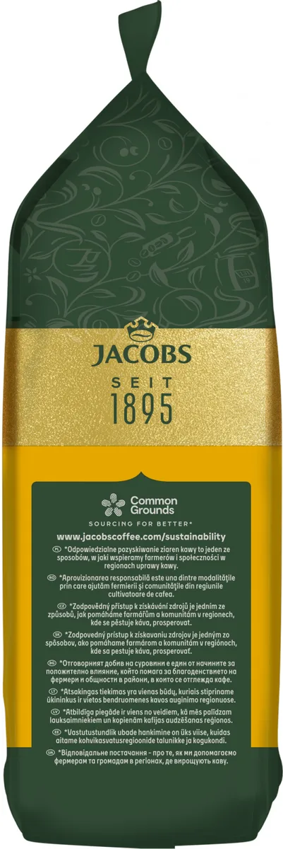 Кава Jacobs в зернах, 1000 г, Crema Gold, суміш арабіки та робусти.