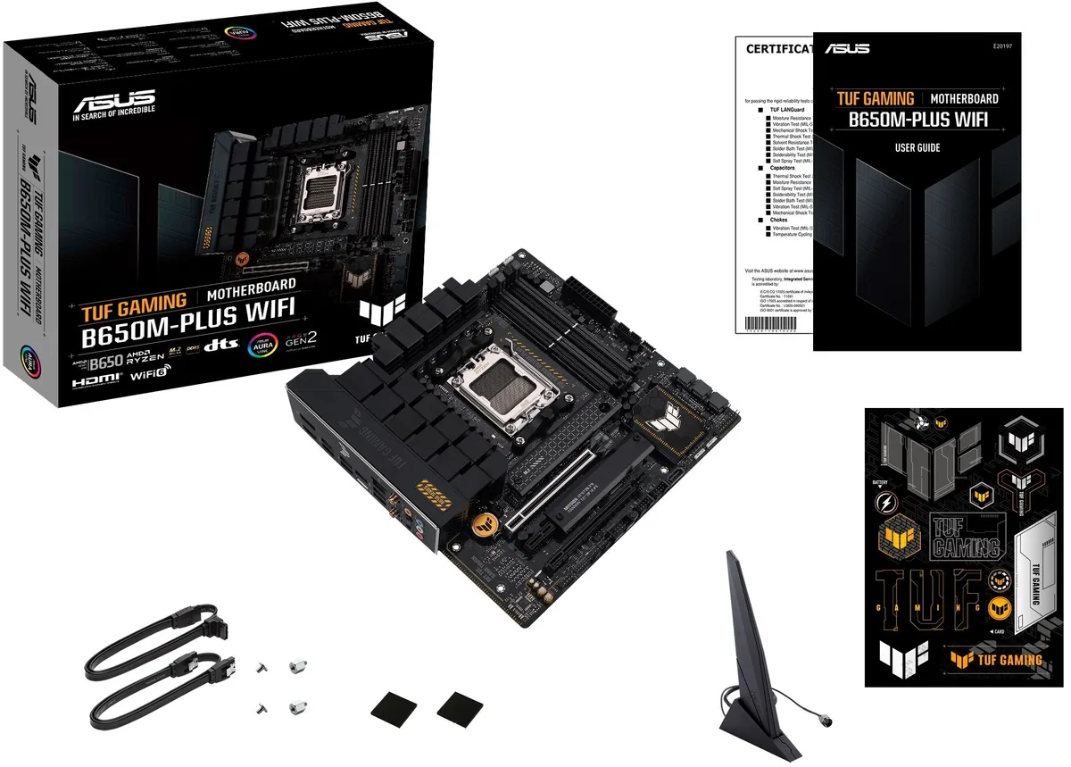 Материнcька плата ASUS TUF GAMING B650M-PLUS WIFI sAM5 B650 4xDDR5 M.2 HDMI DP Wi-Fi BT mATX