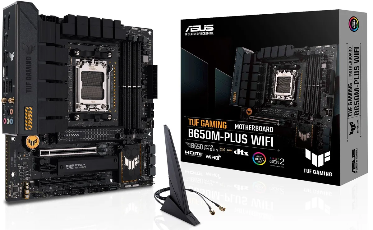 Материнcька плата ASUS TUF GAMING B650M-PLUS WIFI sAM5 B650 4xDDR5 M.2 HDMI DP Wi-Fi BT mATX