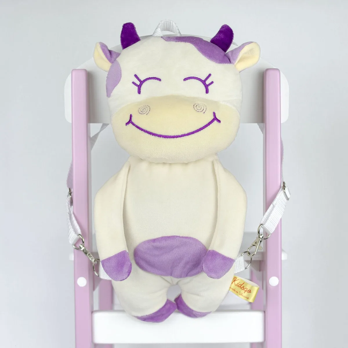 Рюкзак Kidsqo мікроплюш 37 см молочний фіолетовий