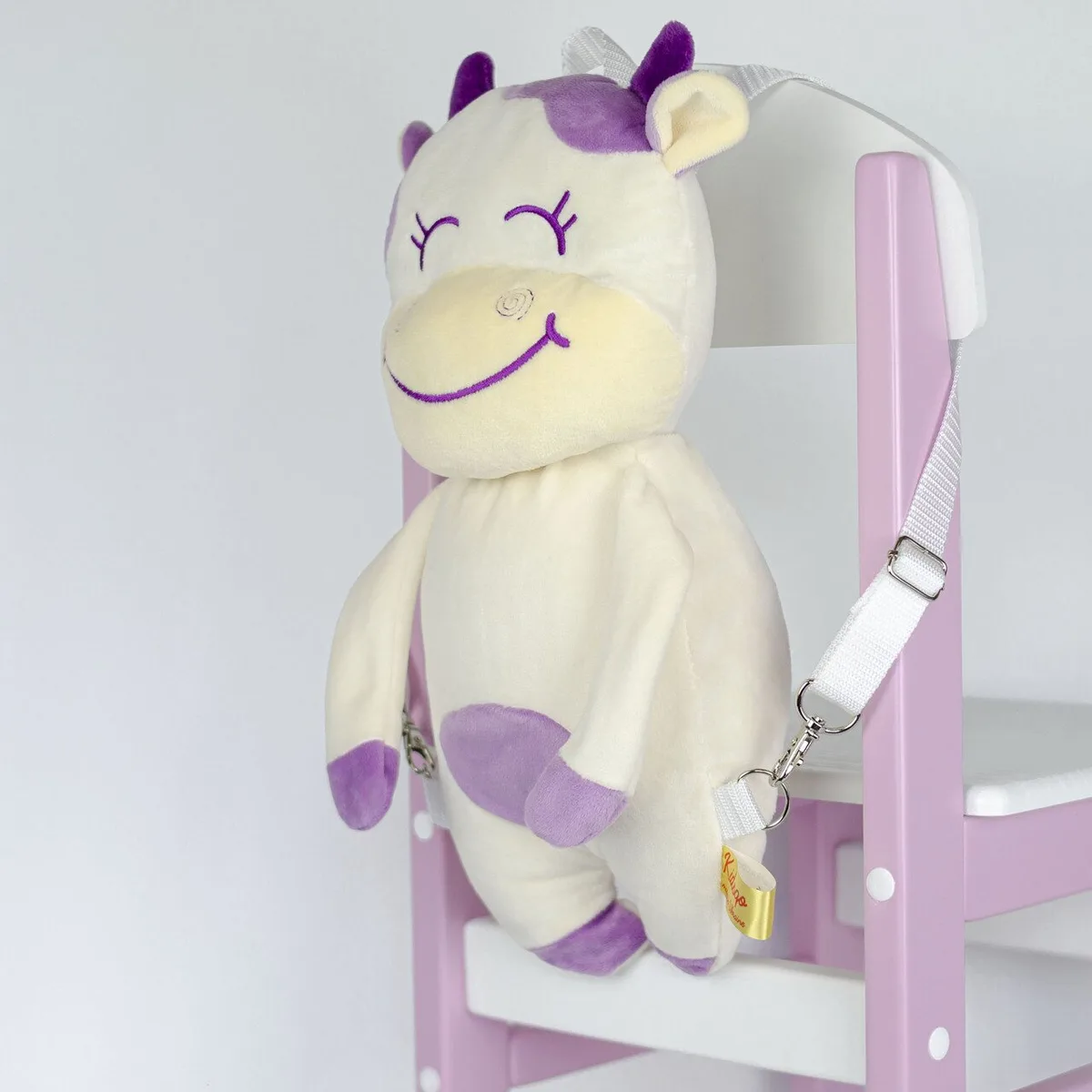 Рюкзак Kidsqo мікроплюш 37 см молочний фіолетовий