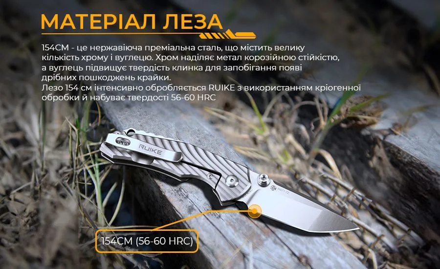 Складной нож Ruike сталь 154CM 70 мм стальной 99 г