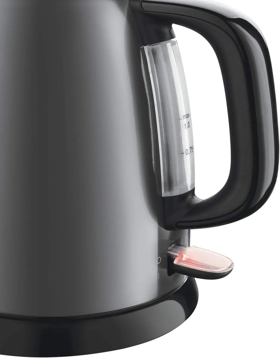 Електричний чайник Russell Hobbs Colours Plus Mini, 1 літр, металева обробка, сірого кольору.
