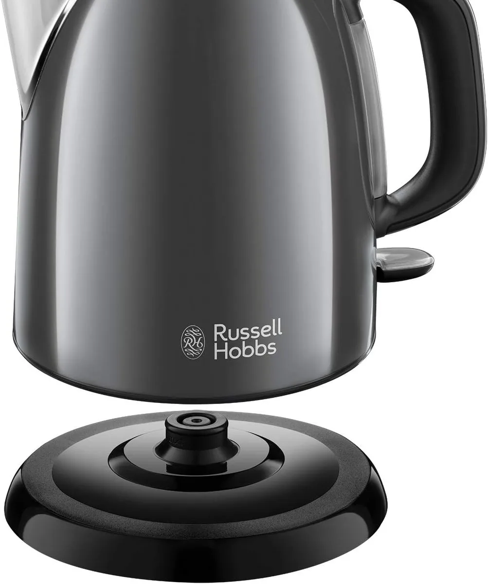 Електричний чайник Russell Hobbs Colours Plus Mini, 1 літр, металева обробка, сірого кольору.