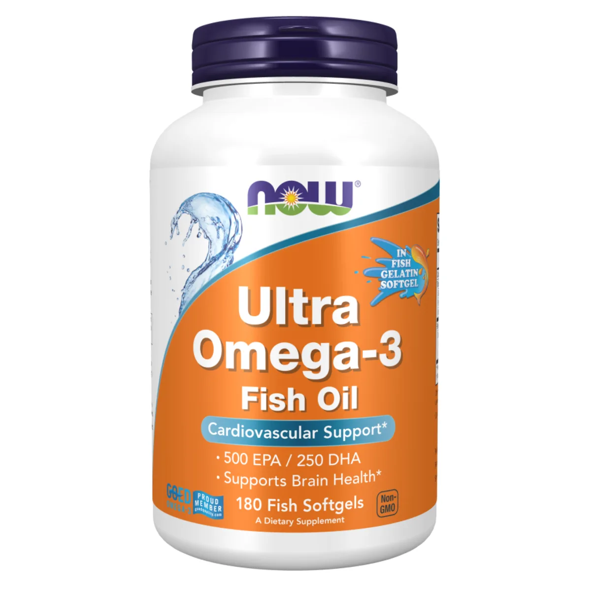Ультра Омега-3 Now Foods Риб'ячий жир 500 EPA 250 DHA 180 желатинових капсул