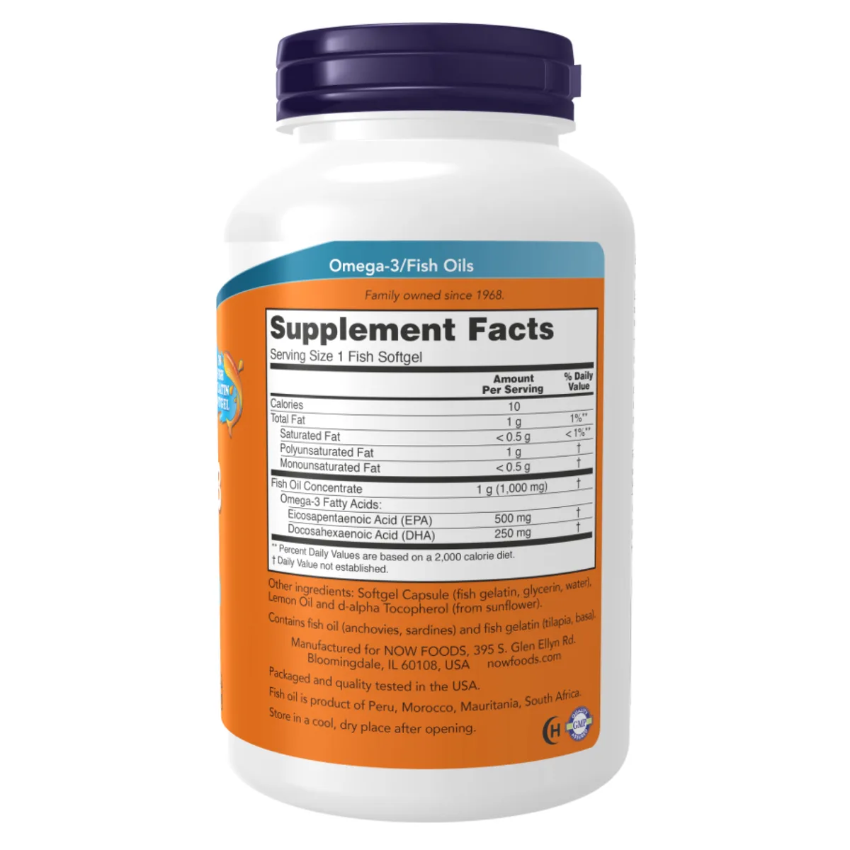 Ультра Омега-3 Now Foods Риб'ячий жир 500 EPA 250 DHA 180 желатинових капсул
