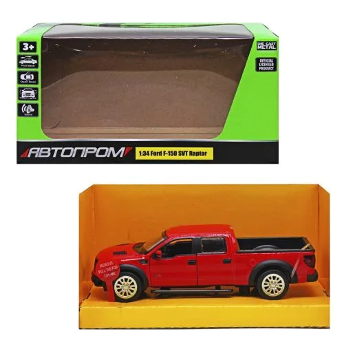 Металлическая машинка Ford F-150 инерционная с открывающимися дверями и звуковыми эффектами 1:34