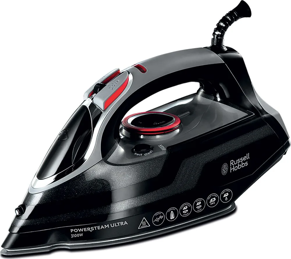 Парова праска Russell Hobbs Power Steam Ultra, 3100 Вт, 350 мл, паровий удар 210 г, постійна подача пари 45 г, керамічна підошва.