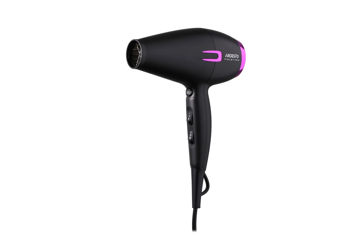 Фен ARDESTO Violet PRO HD-Y221PRO, потужність 1750-2100Вт, 2 швидкості, 3 температурні режими, дифузор, чорний.