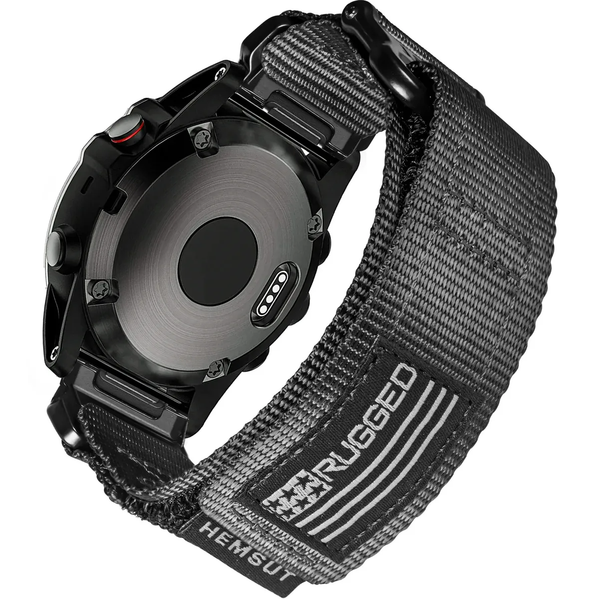 Ремінець Hemsut нейлоновий 22 мм чорний для годинників Garmin