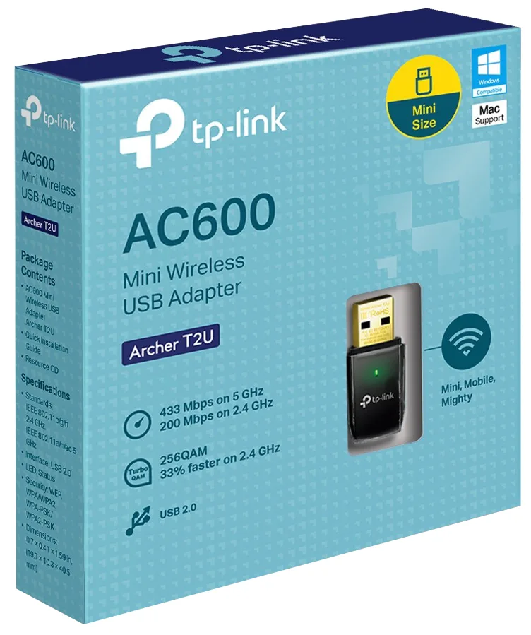 Бездротовий мережевий адаптер TP-Link USB 2 19,7х10,3х4,5 мм Чорний