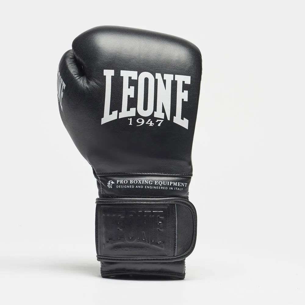 Боксерські рукавиці Leone натуральна шкіра 18 унцій чорні з бинтами 4 метри