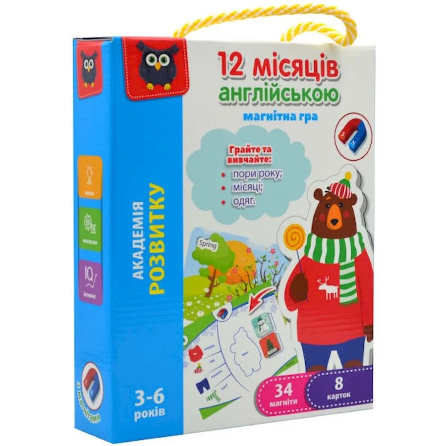 Ігра, що розвиває Vladi Toys, магнітна, від 12 місяців, 30х30 см, пластик