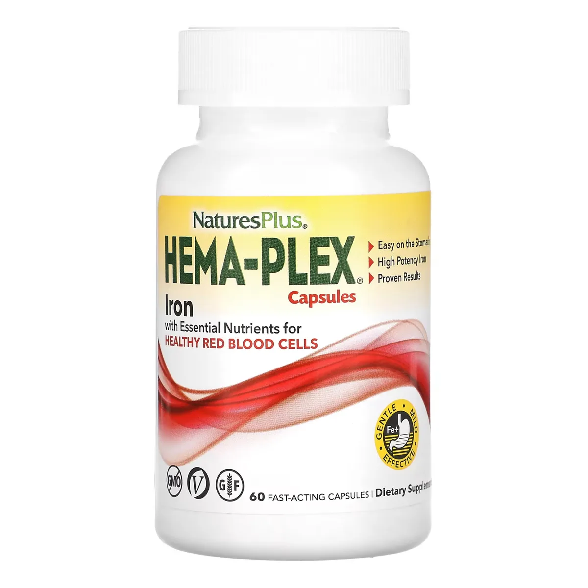 Hema-Plex Nature's Plus веганські капсули 60 шт без глютену, без ГМО