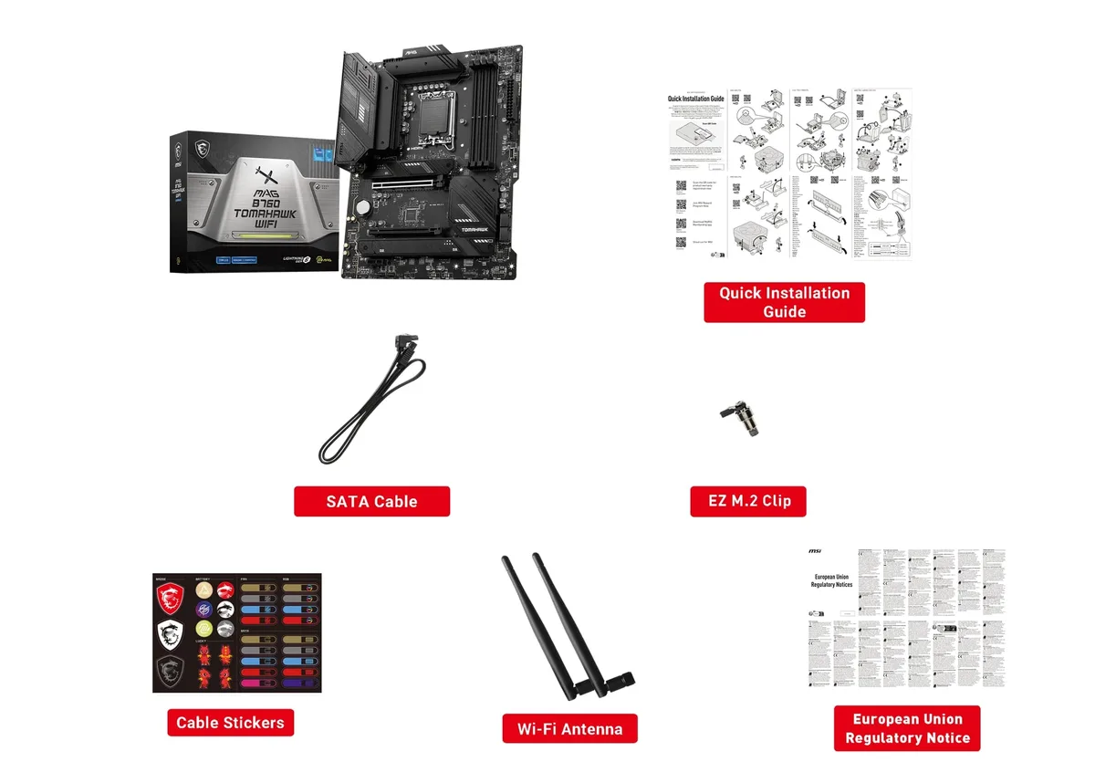 Материнcька плата MSI MAG B760 TOMAHAWK WIFI s1700 B760 4xDDR5 M.2 HDMI DP Wi-Fi BT ATX