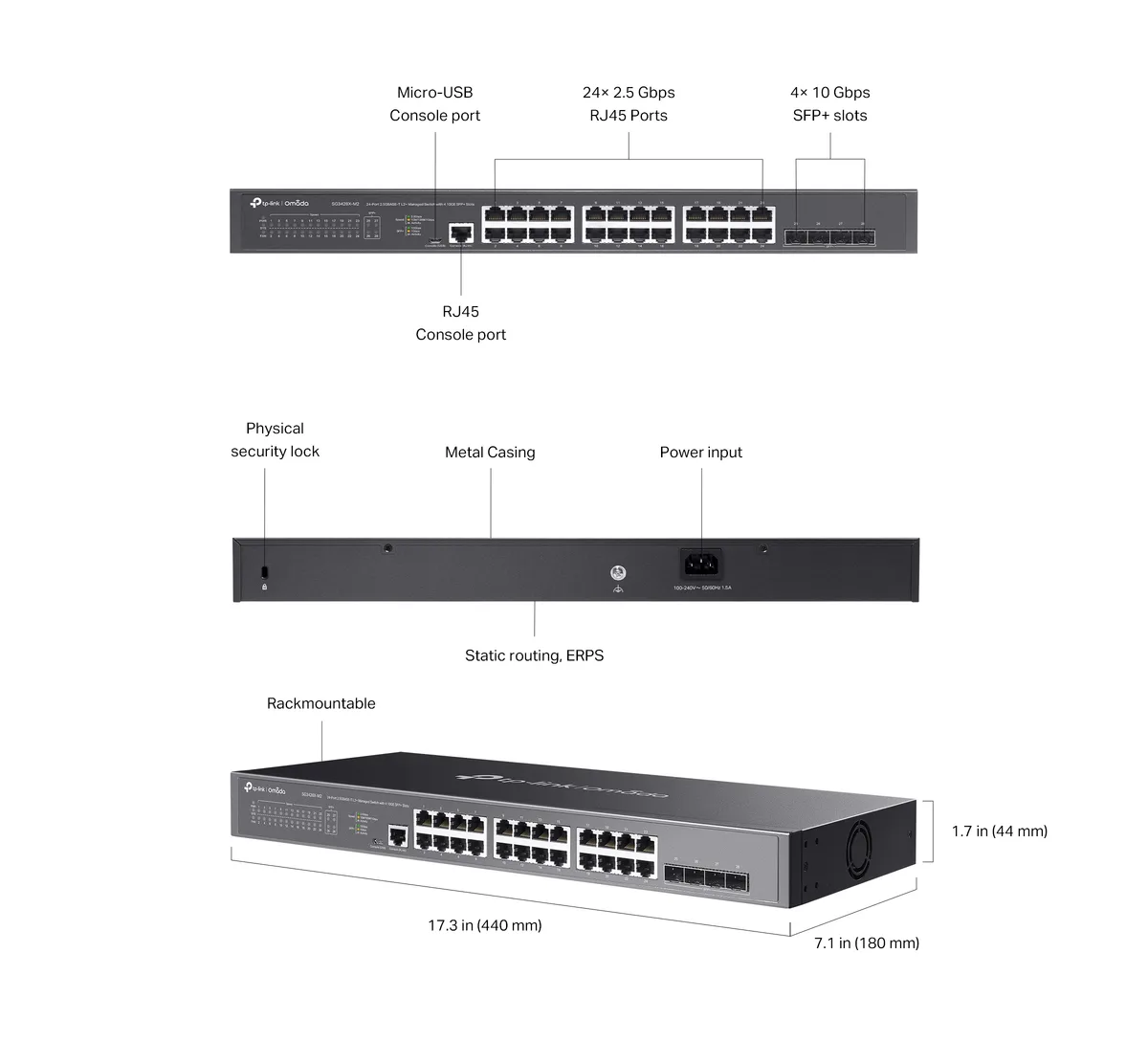 Комутатор TP-LINK SG3428X-M2 24x2.5GE, 4xSFP+, Керований L2
