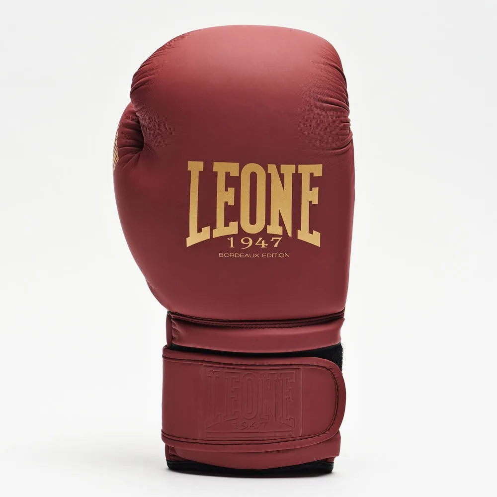Боксерські рукавиці Leone штучна шкіра 14 унцій бордові з капою в комплекті